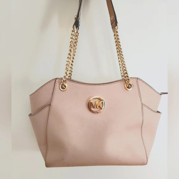 MICHAEL KORS Jet Set Travel Leather Ballet Blush LG Chain Shoulder Tote Bag - Picture 2 of 9